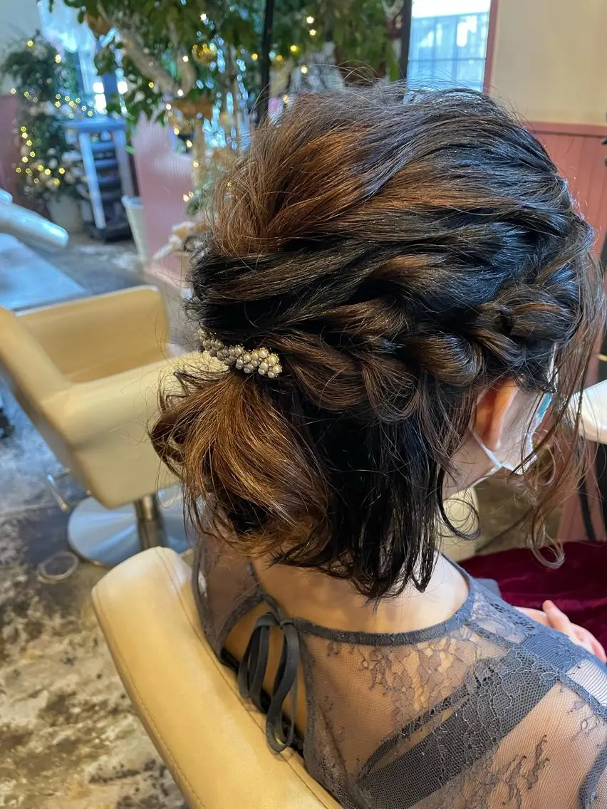ミディアム カラー パーマ ヘアアレンジ メンズ ヘアセット 表参道Lise おおいしおりのヘアスタイル