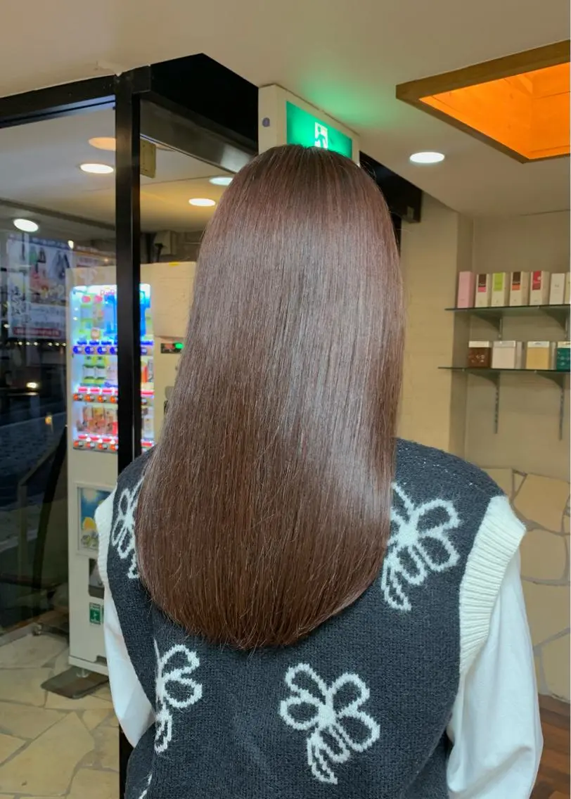 セミロング カラー ベージュカラー ブリーチ ブリーチなしカラー ピンクカラー ピンクベージュ ヘアカラー トリートメント 矢野 晃平のヘアスタイル