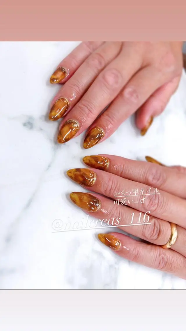 ネイル アートネイル べっ甲ネイル ハンドネイル NAIL CREAs ネイルクレアズのネイルデザイン