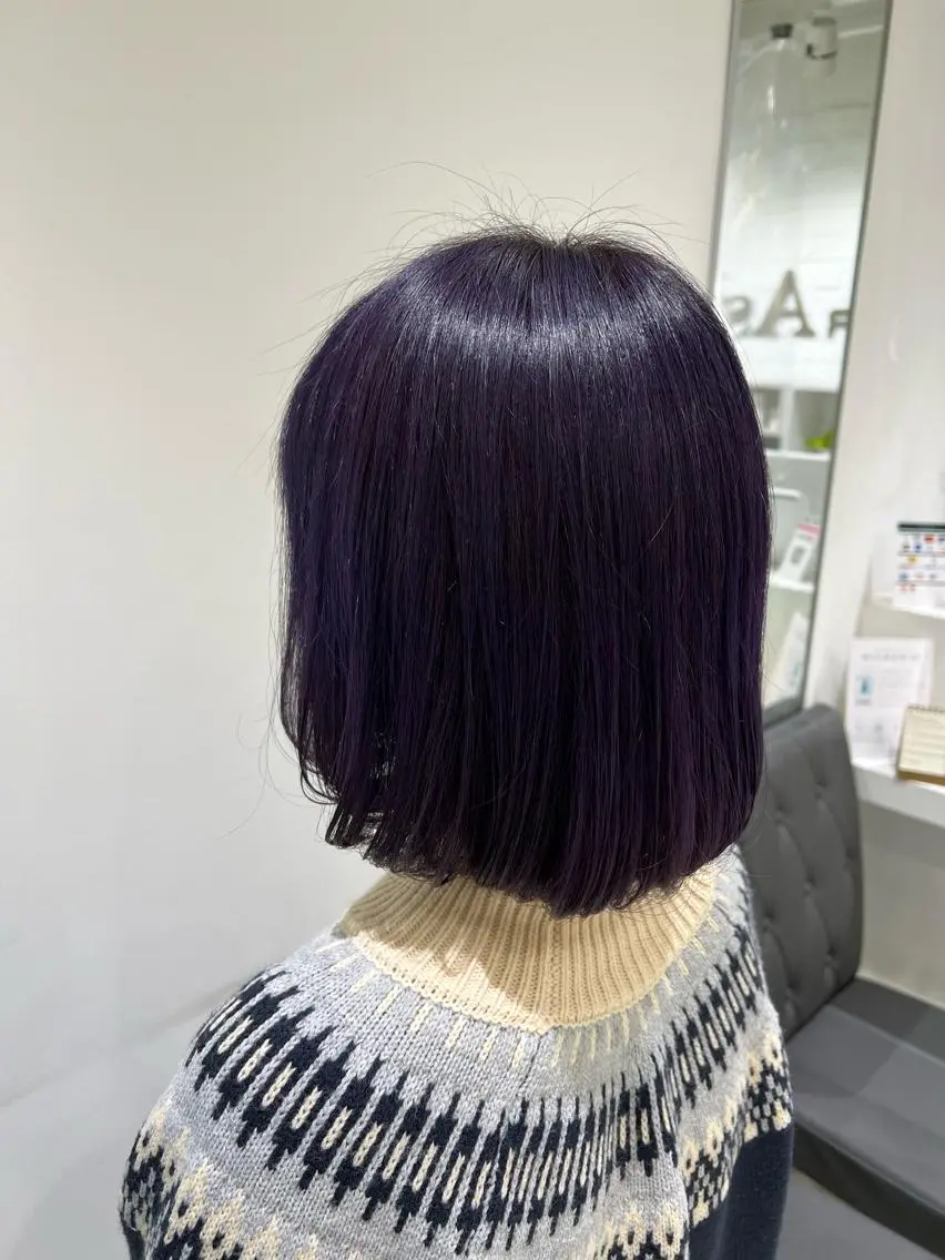 ミディアム カラー ブルーカラー ブルーラベンダー 透明感カラー ラベンダーカラー 【暖色カラー特化】 中山由梨のヘアスタイル