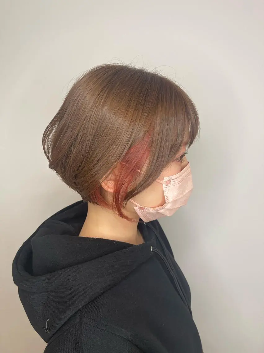 ショート カラー ヘアカラー トリートメント emi/髪質改善/ 韓国風/艶カラーのヘアスタイル