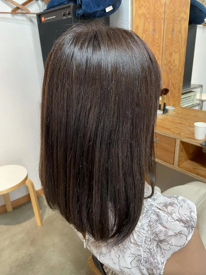 セミロング カラー パーマ ヘアアレンジ 暖色ボブ 🍊rikakoのヘアスタイル