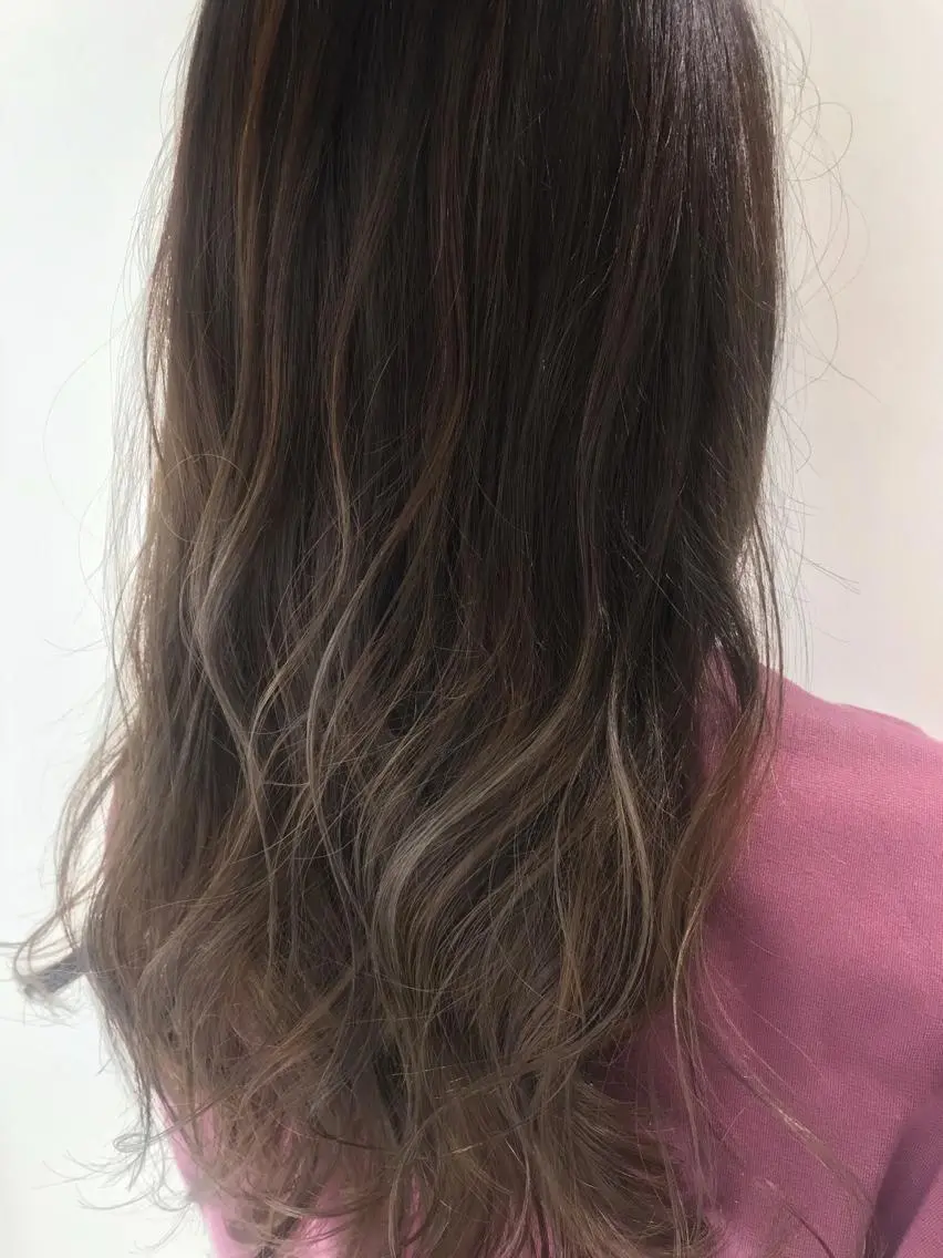 ロング カラー グレージュ カット パーマ トリートメント パーマ×ウルフカット koya☆のヘアスタイル