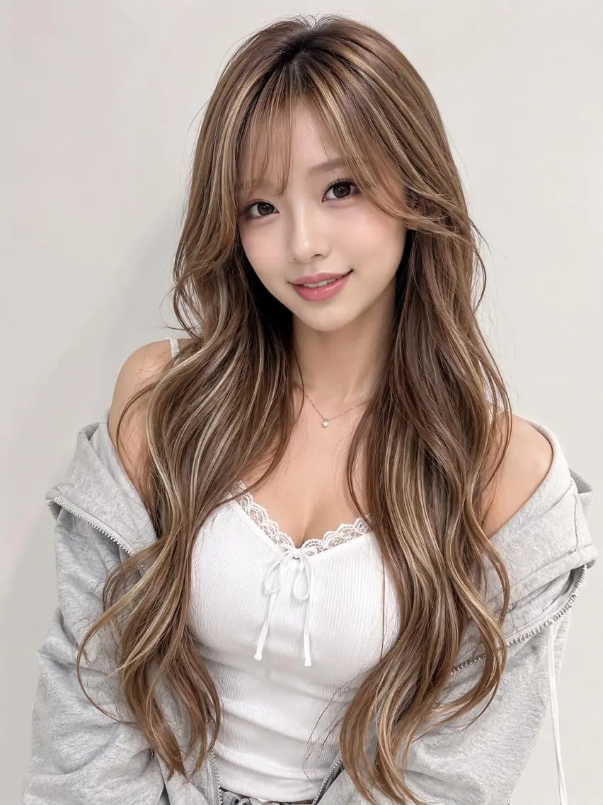カラー ロング カラー ×シールエクステのヘアスタイル
