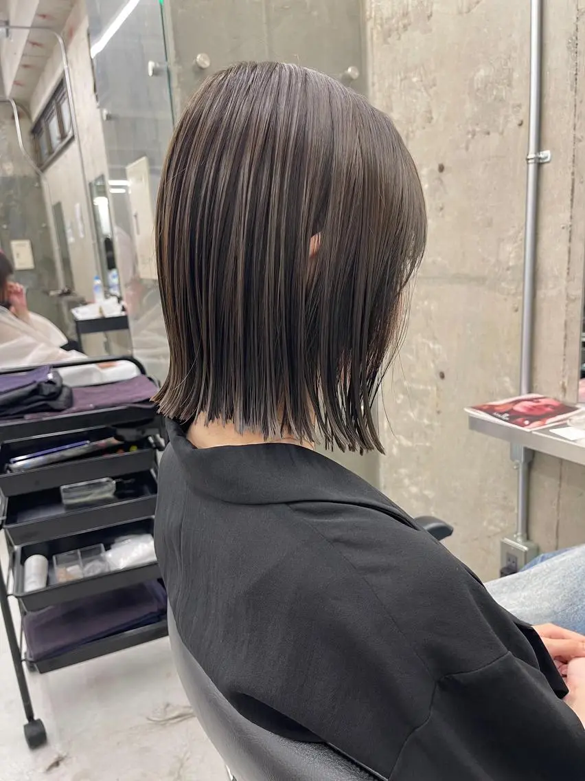 ミディアム カラー カット ヘアカラー トリートメント ✨縮毛矯正/ボブ✨ 佐藤 さくらのヘアスタイル