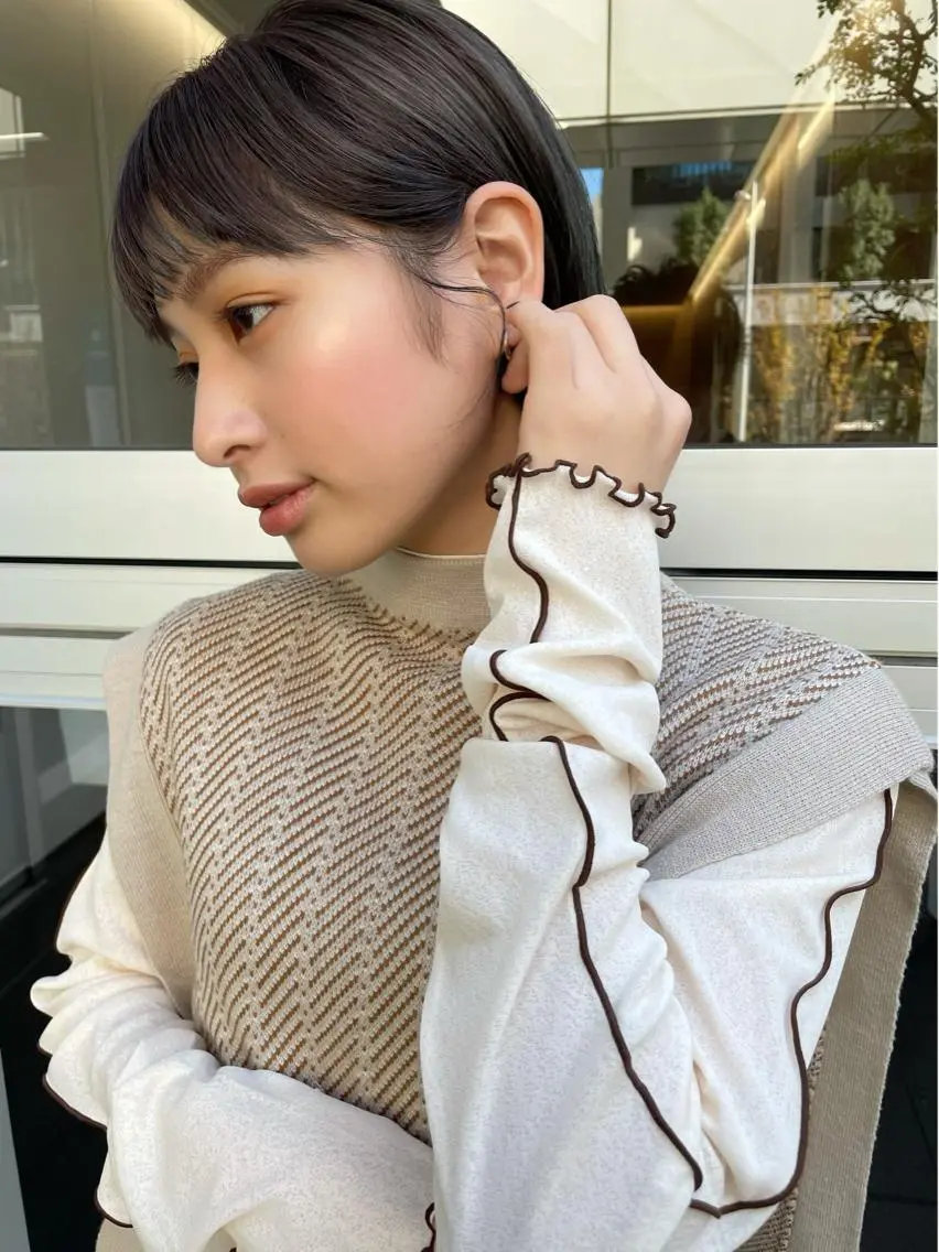 ショート ボブ シースルーバング 結べるレイヤーボブ くびれLady表参道のヘアスタイル