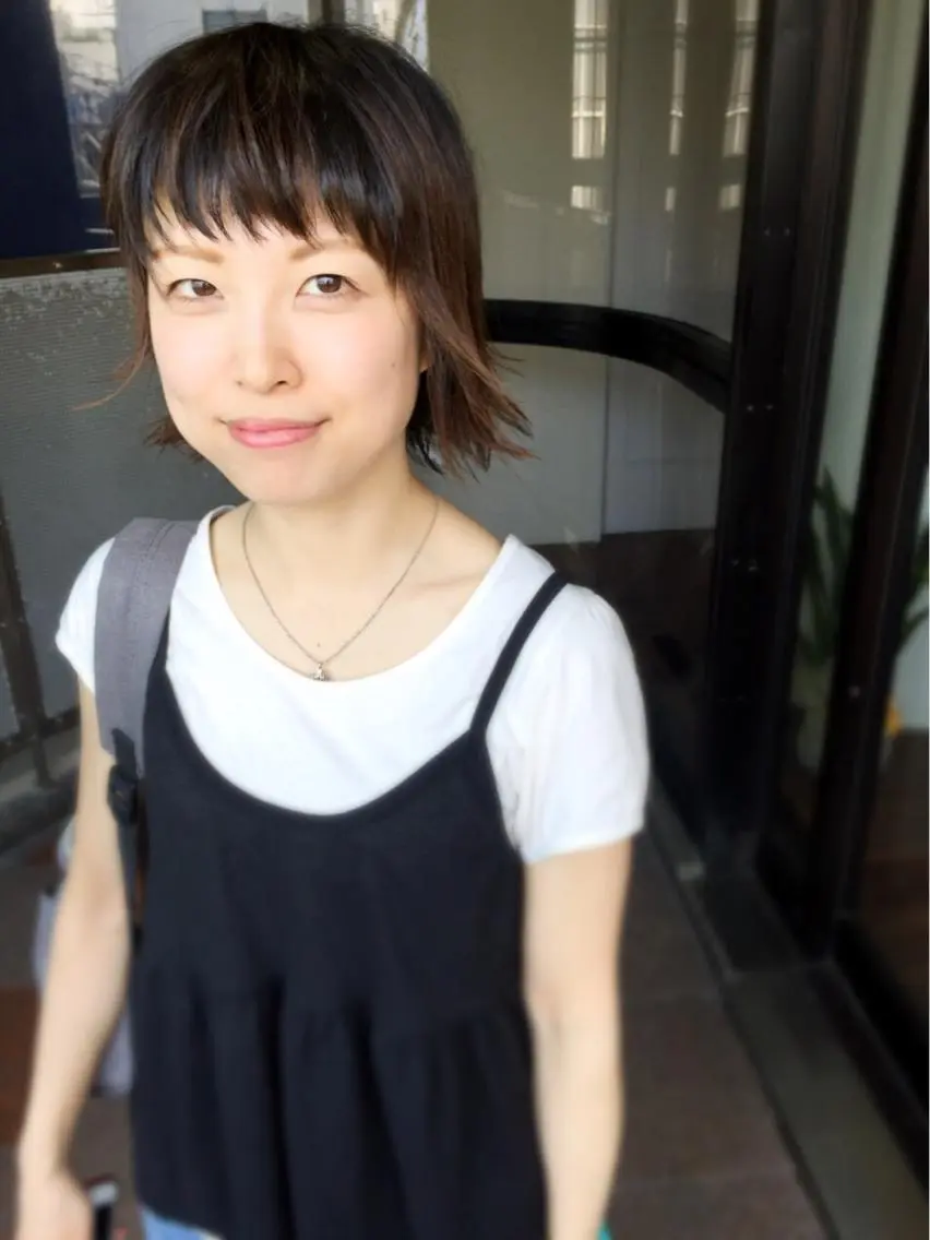 ショート ミディアム カラー パーマ ヘアアレンジ 外ハネヘア 成松 勇治のヘアスタイル
