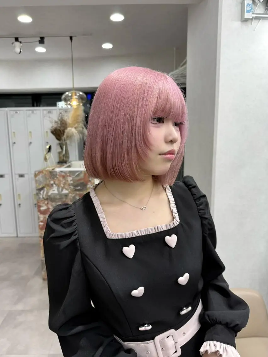 ミディアム カラー ピンクカラー ⭐️横浜ブリーチ特化 美容師 堤涼⭐️のヘアスタイル