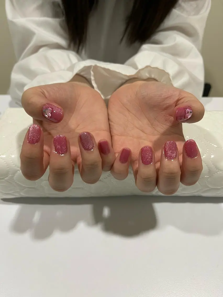 ネイル ハート マグネットネイル ピンク ハンドネイル toystage .nailのネイルデザイン