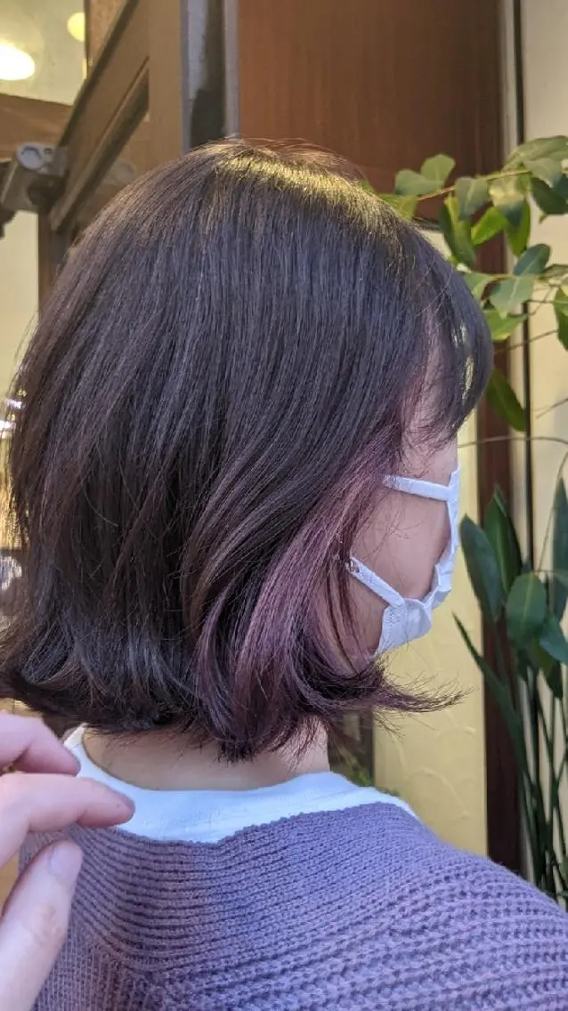 ミディアム カラー インナーカラー パープルカラー 髪質改善&白髪ぼかし カラー♡店長みやけ♡のヘアスタイル