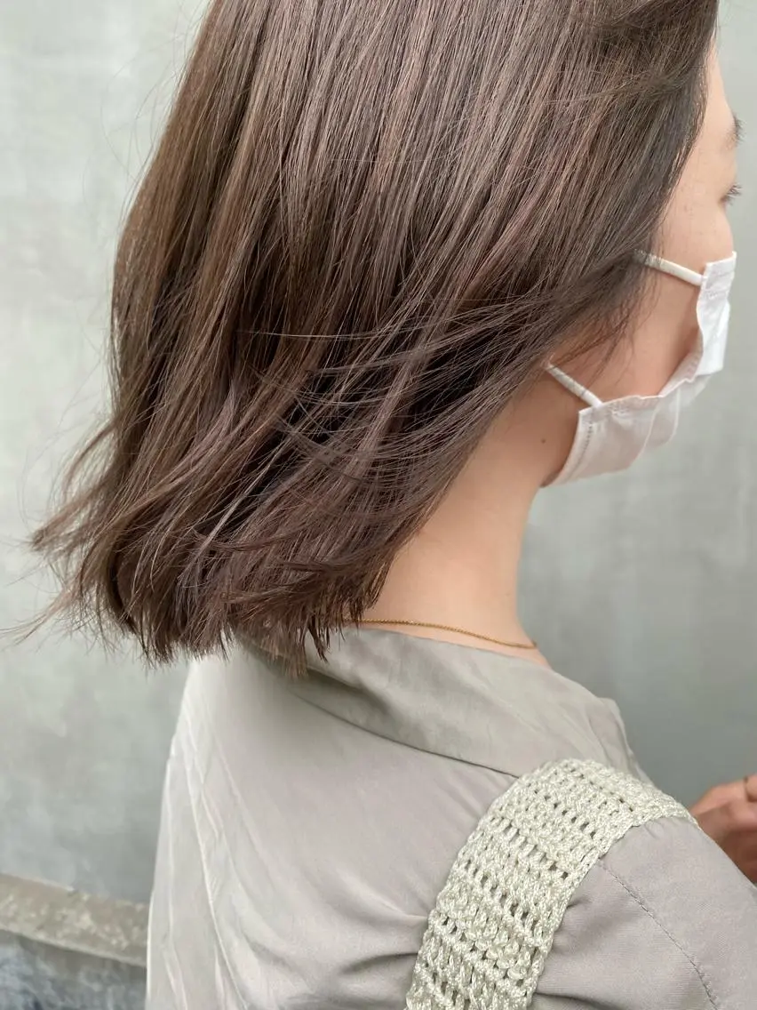 ミディアム カラー パーマ ヘアアレンジ 透明感カラー グレージュ インナーカラー/ KANAのヘアスタイル