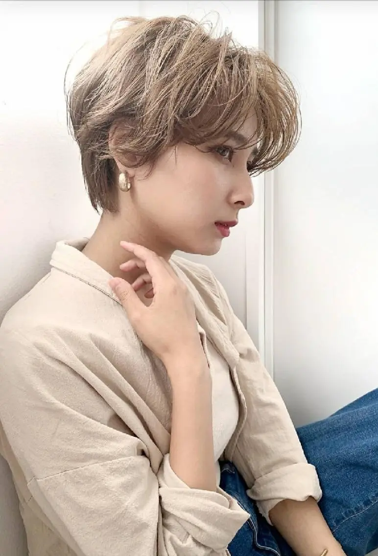 ショート カラー ハイトーンカラー ショートヘア カット パーマ 心斎橋/難波ショート 白髪ぼかし 中尾のヘアスタイル