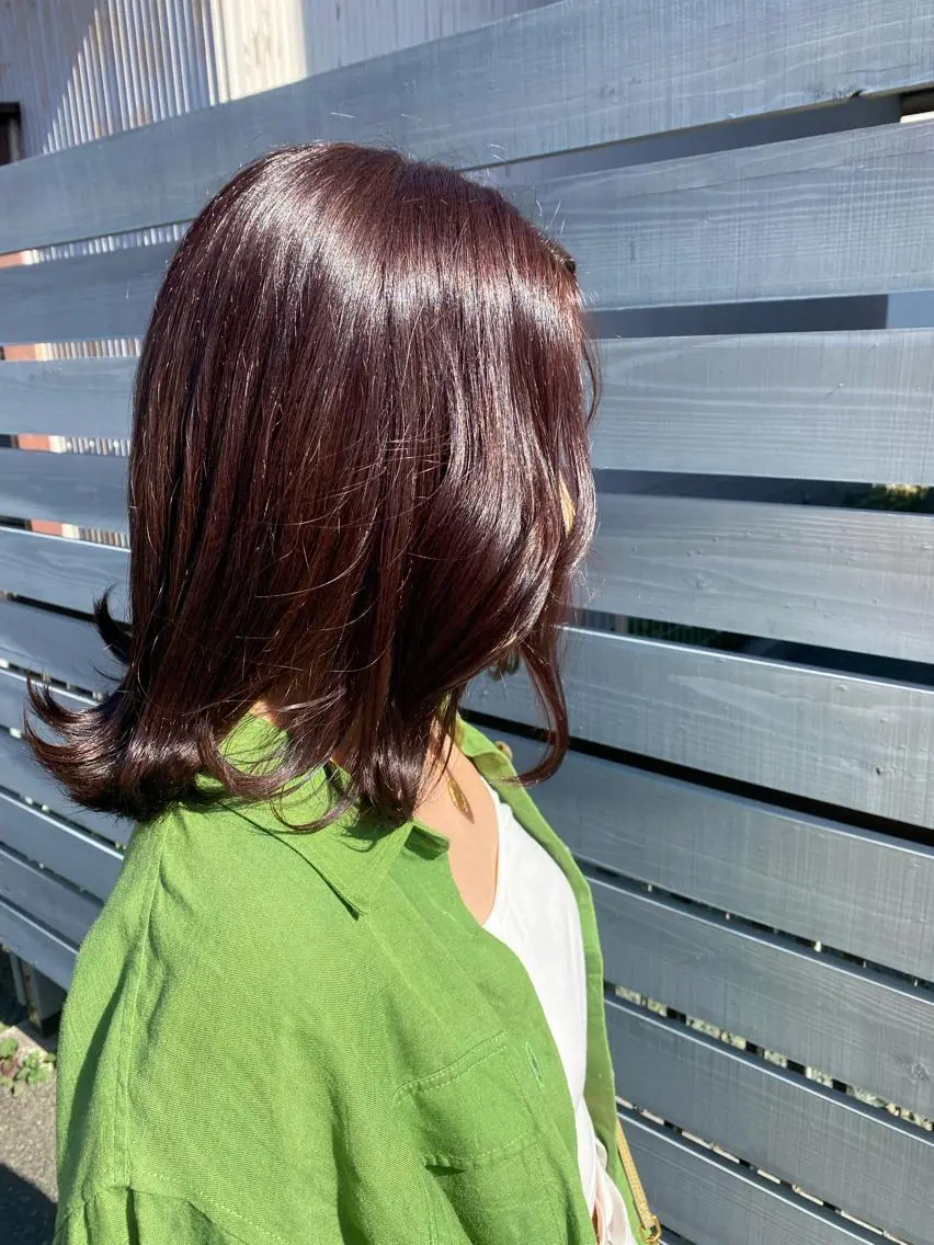 ミディアム カラー ヘアアレンジ ラベンダーカラー パープルカラー くびれヘア 顔周りカット トリートメント 似合わせレイヤー/ Wカラー🧸こころのヘアスタイル