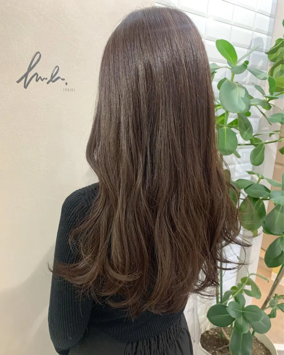 ロング カラー ブリーチ グレージュ ラベンダーカラー ラベンダーグレージュ ラベンダーグレー hubhair レイヤー/透明感のヘアスタイル