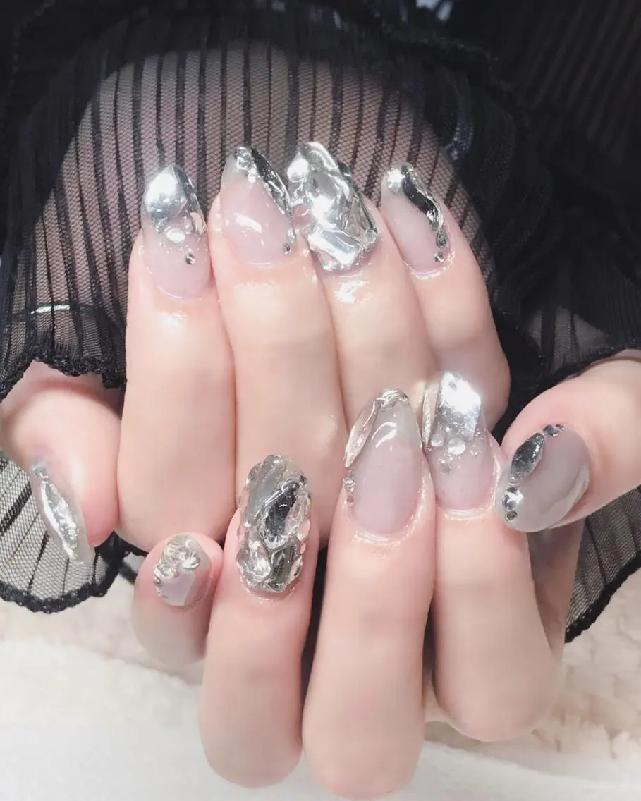 ネイル アートネイル ジェルネイル キラキラネイル ストーンネイル Nyanco Nailのネイルデザイン