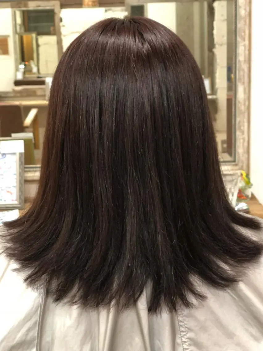 ミディアム カラー 黒髪 イルミナカラー ピンクカラー ピンクパープル パープルカラー 桐原 竜也のヘアスタイル