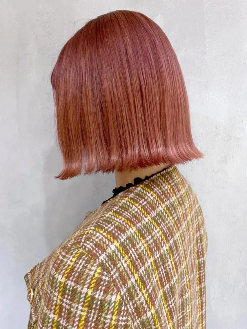 ミディアム カラー パーマ ヘアアレンジ ピンクカラー ボブ ITbyALBUM 浦和店のヘアスタイル