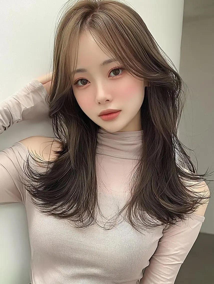 セミロング 髪質改善 ヘアカラー ダブルカラー/ ナカグラアサミ🌺のヘアスタイル