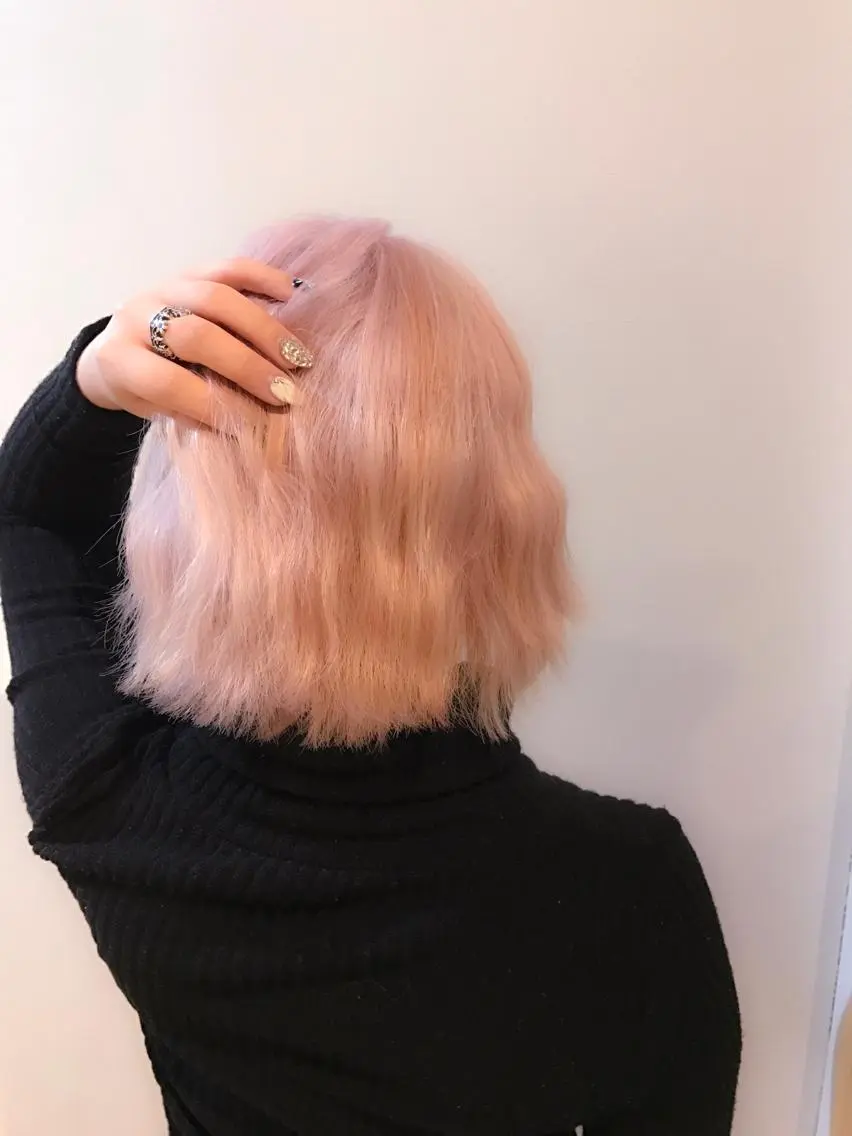 ショート カラー ピンクカラー シールエクステ🎀 ハイトーン特化🎀のヘアスタイル