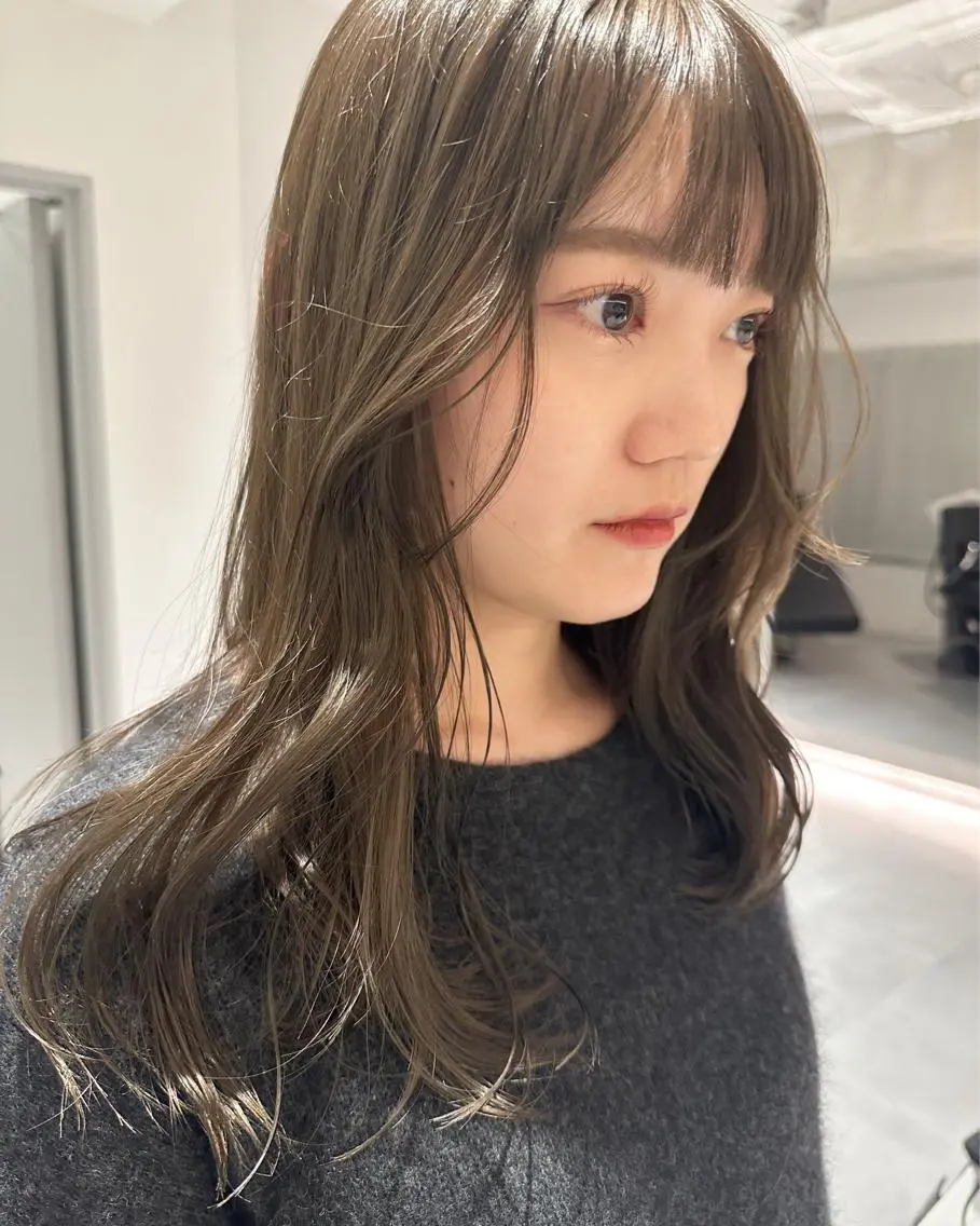 ロング カラー ヘアアレンジ ブリーチ ダブルカラー ブリーチなしカラー オリーブ透明感カラー 表参道/MIKUのヘアスタイル