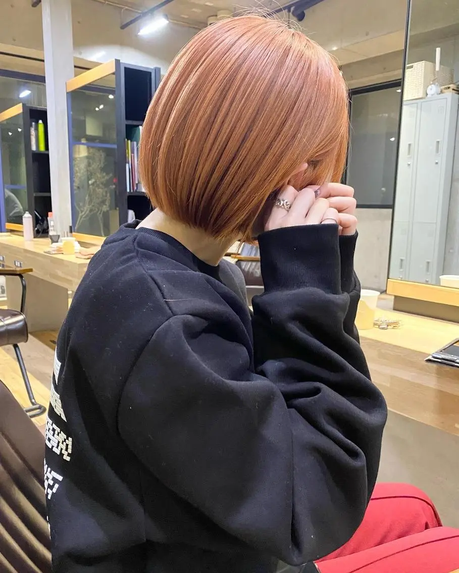 ショート カラー オレンジ ショートヘア 🎀ブリーチ ハイト ーン ♡Kanon♡のヘアスタイル