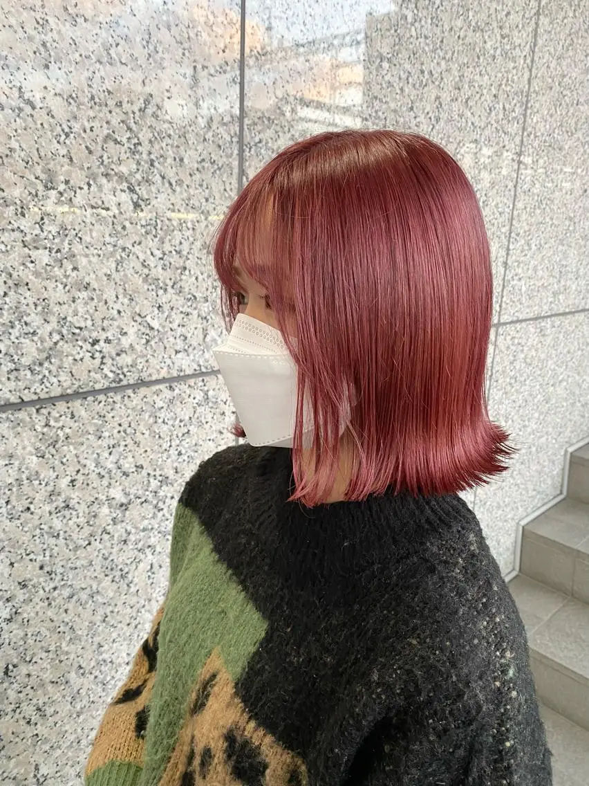 ミディアム ボブ カット ヘアカラー トリートメント 地毛風酸性縮毛矯正 /木原崇了のヘアスタイル