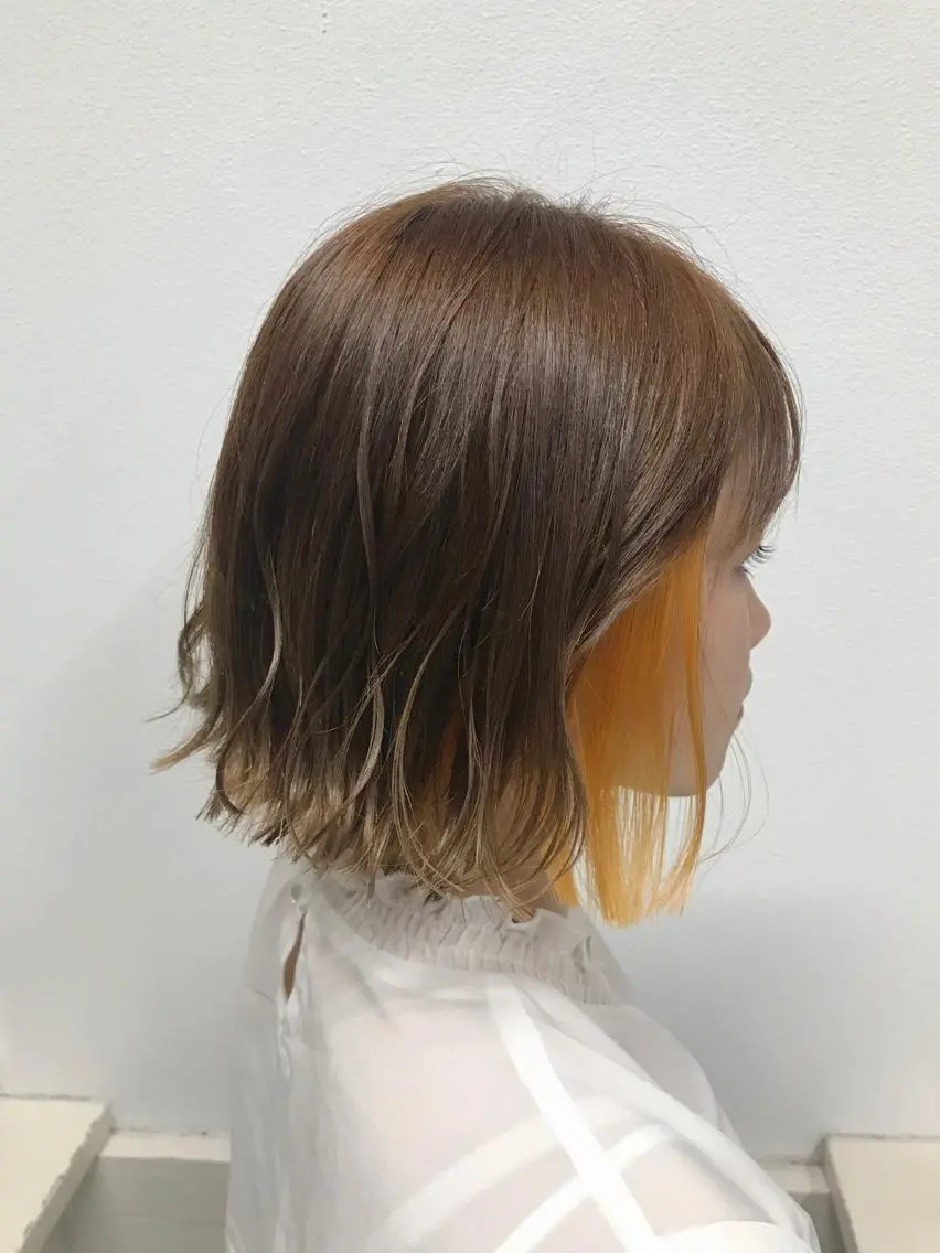 ショート カラー ヘアアレンジ オレンジ ヘアカラー トリートメント GiseL天神カラー 髪質改善/ブリーチのヘアスタイル