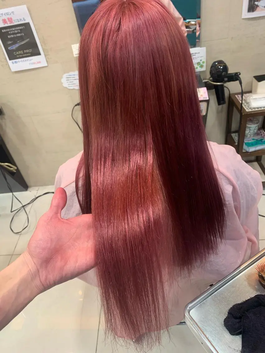 ロング カラー ブリーチ ケアブリーチ ダブルカラー ピンクカラー カット ブリーチ特化 ハイトーンRYOYAのヘアスタイル