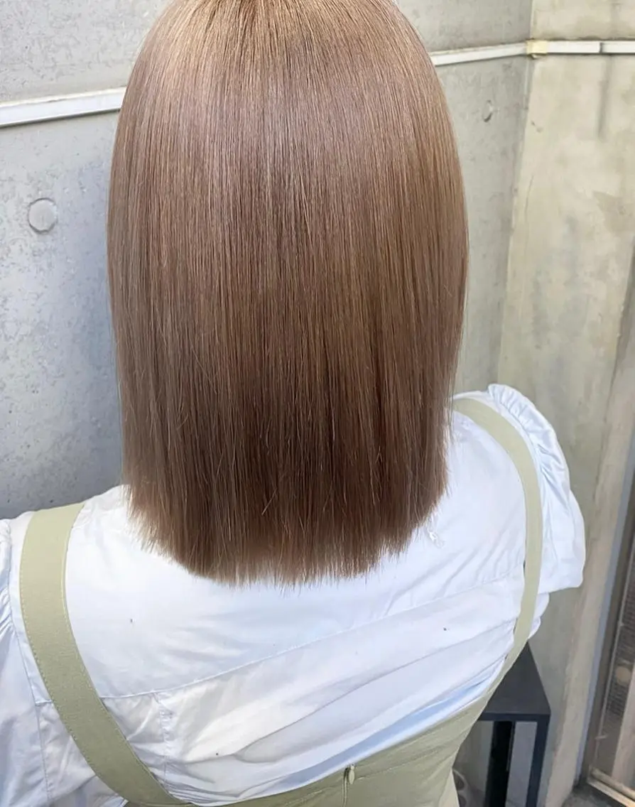 ミディアム カラー アッシュ ベージュカラー 黒髪 ブルーカラー ブルーブラック カット ヘアカラー トリートメント 艶感/韓国風 🤍moeka🤍のヘアスタイル
