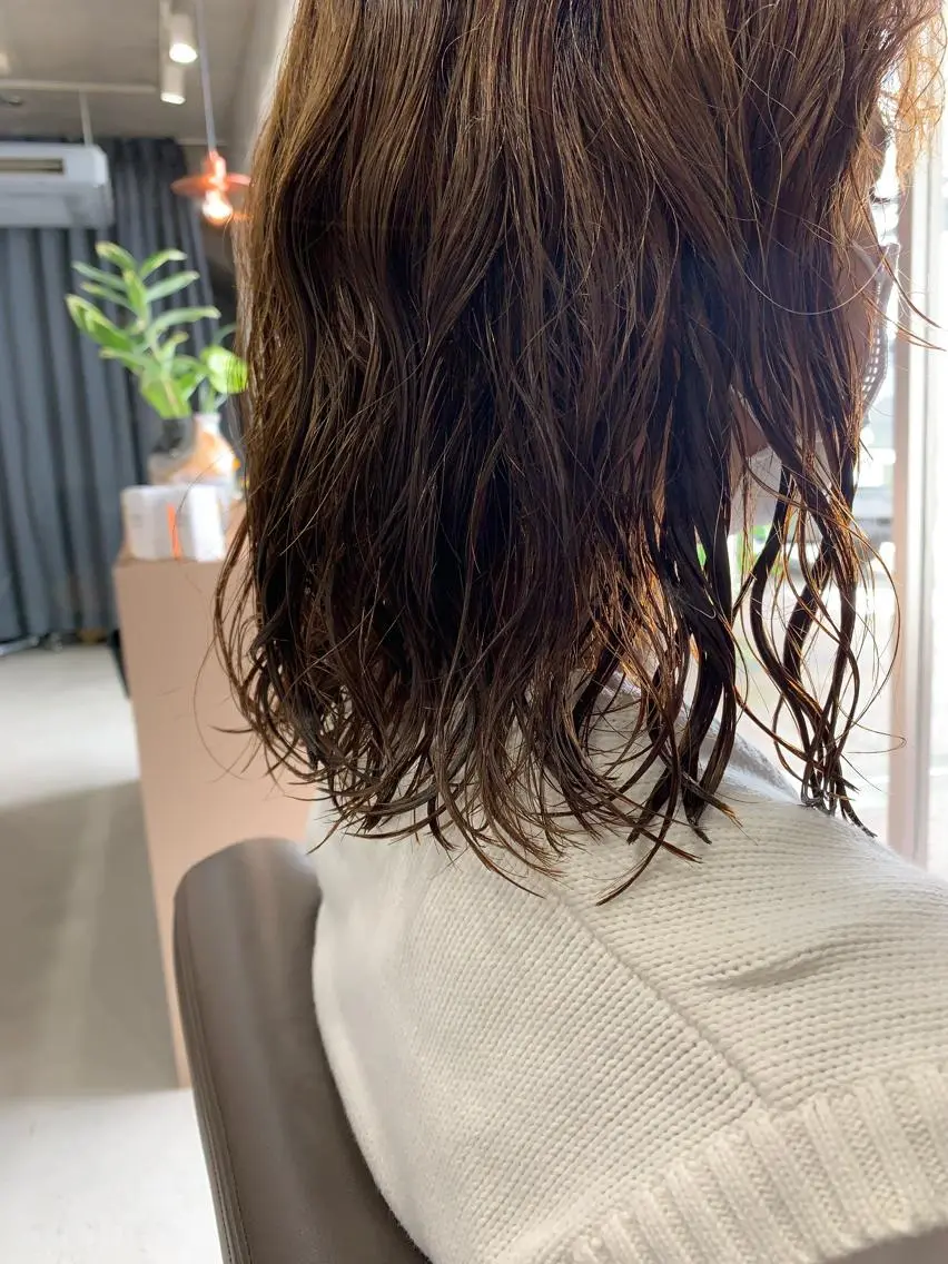 ミディアム パーマ カット パーマ トリートメント ボブパーマコテ巻き風 パーマNo1深江秀平のヘアスタイル