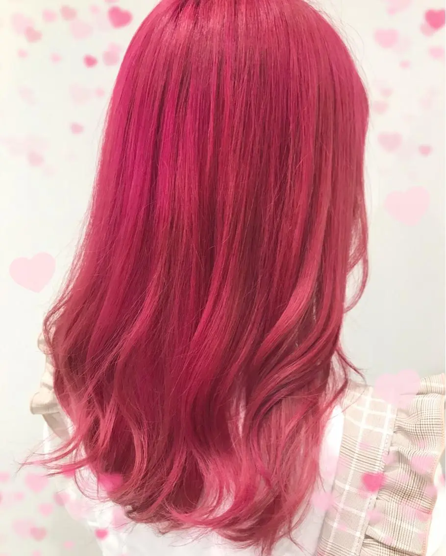 ミディアム カラー ブリーチ ピンクカラー トリートメント 新宿駅近♡個室 ♡関口三都季🌜のヘアスタイル