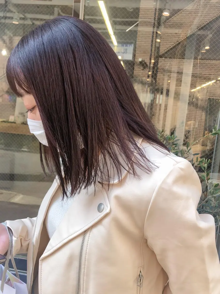 ミディアム カラー ヘアアレンジ ブラウンカラー ピンクカラー ルビー rii-🩰 トレンドメイクのヘアスタイル
