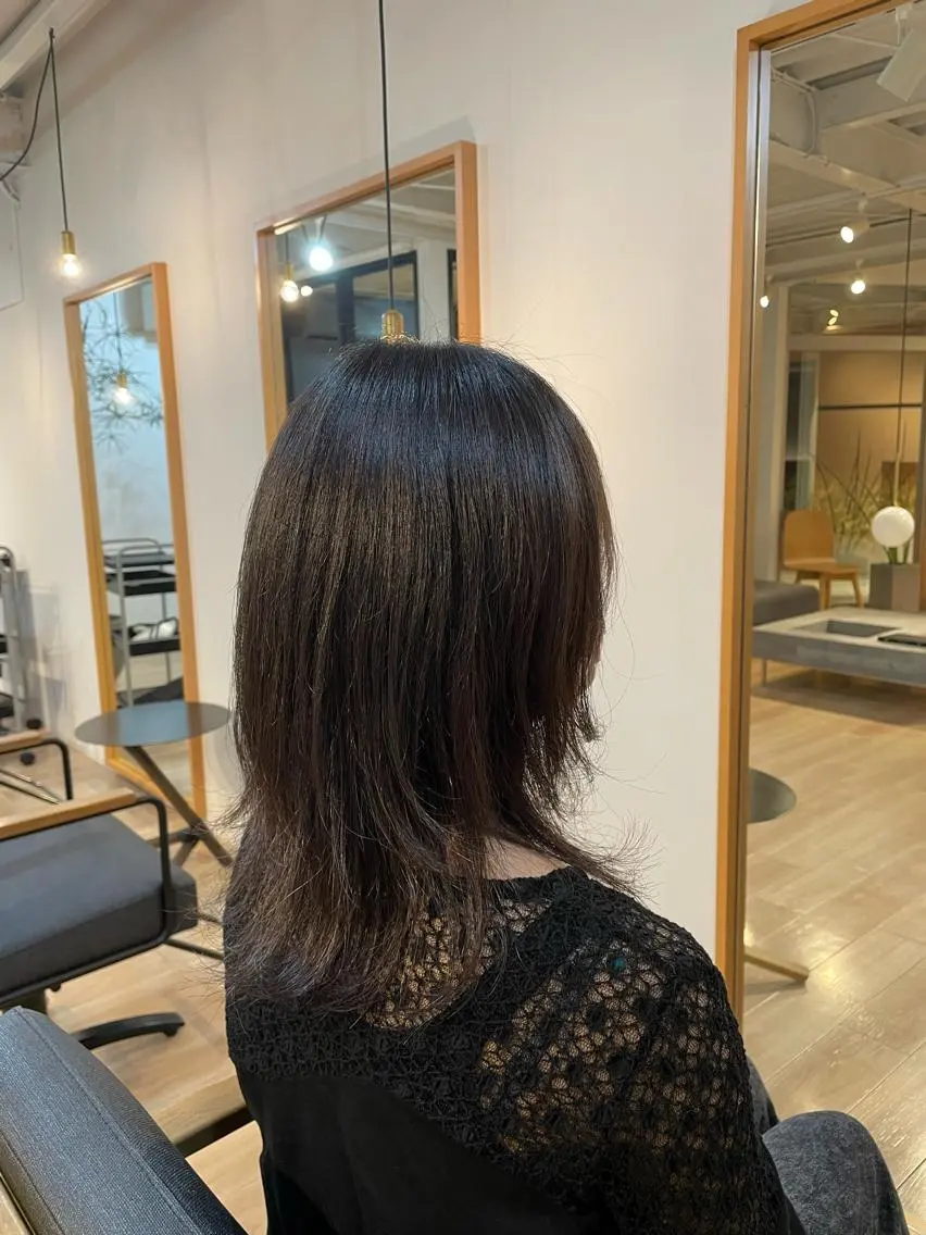 ミディアム 縮毛矯正 ウルフカット 長瀬 友樹のヘアスタイル
