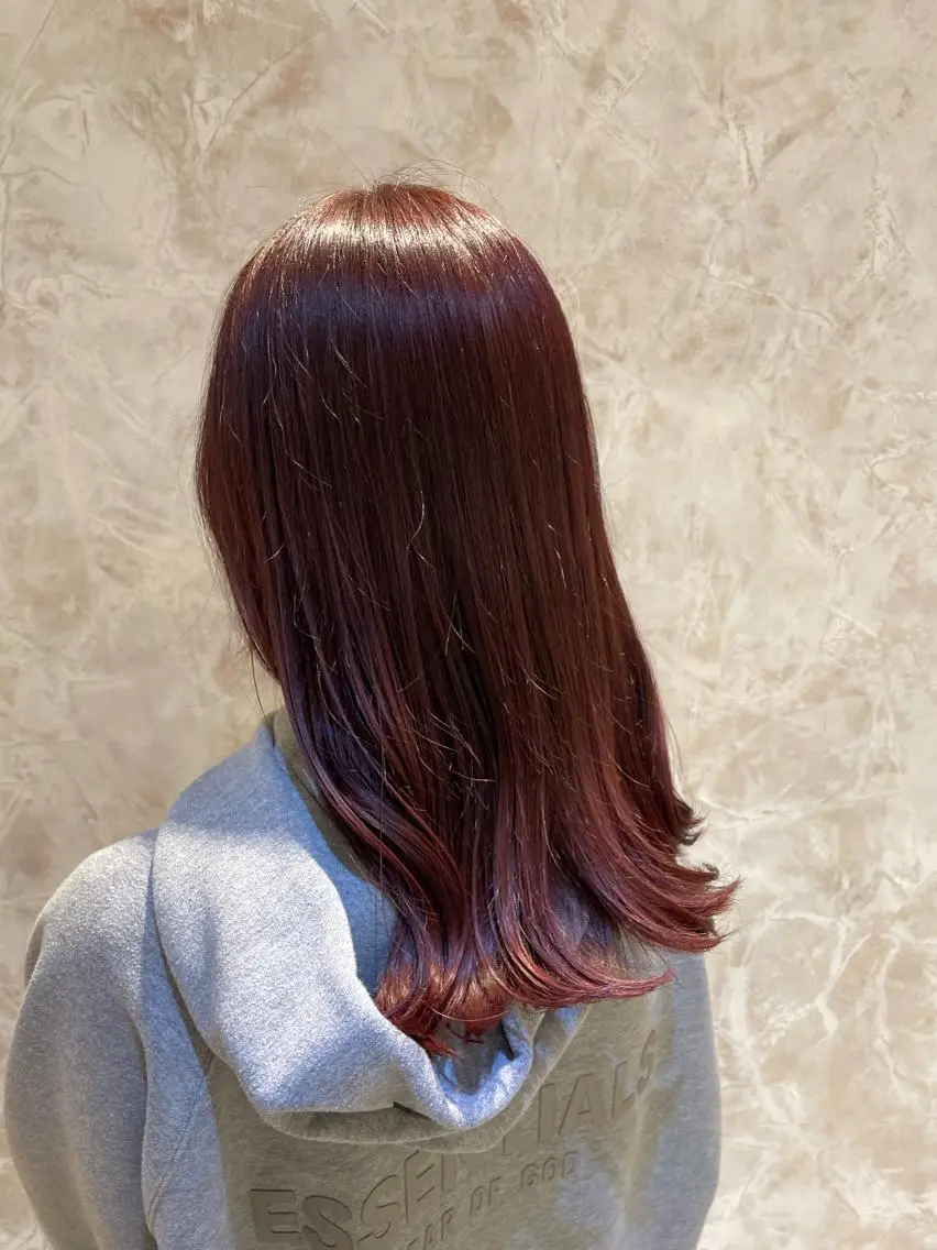 ロング カラー 縮毛矯正、肩上の長さ お任せ☆マンツー施術のヘアスタイル