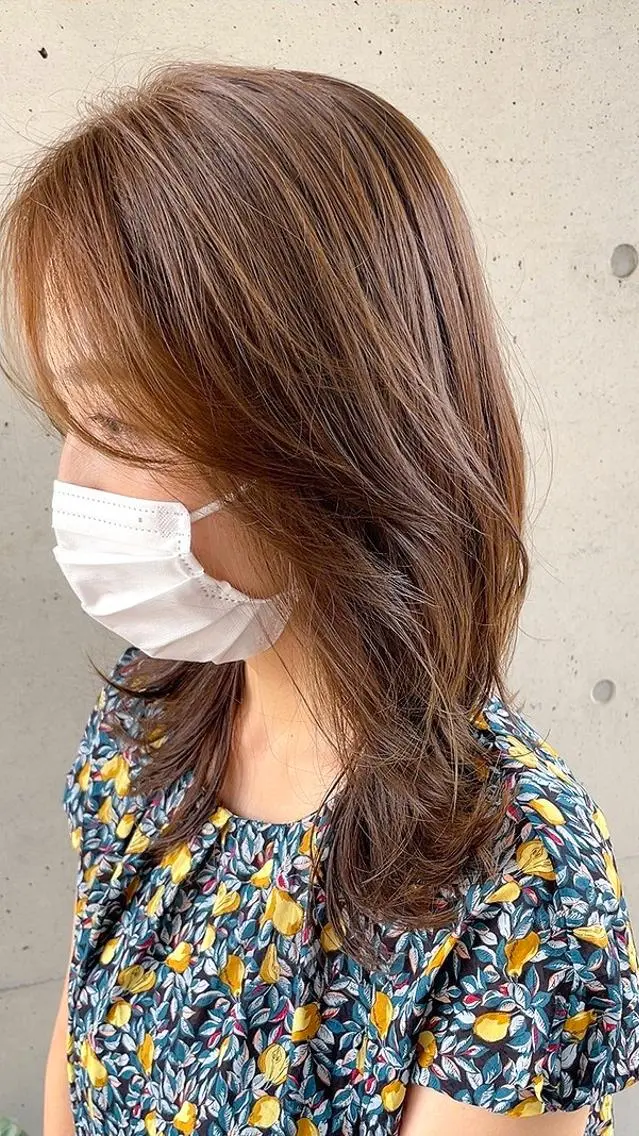 ミディアム ヘアカラー トリートメント ヘッドスパ 柄澤 菜南子のヘアスタイル
