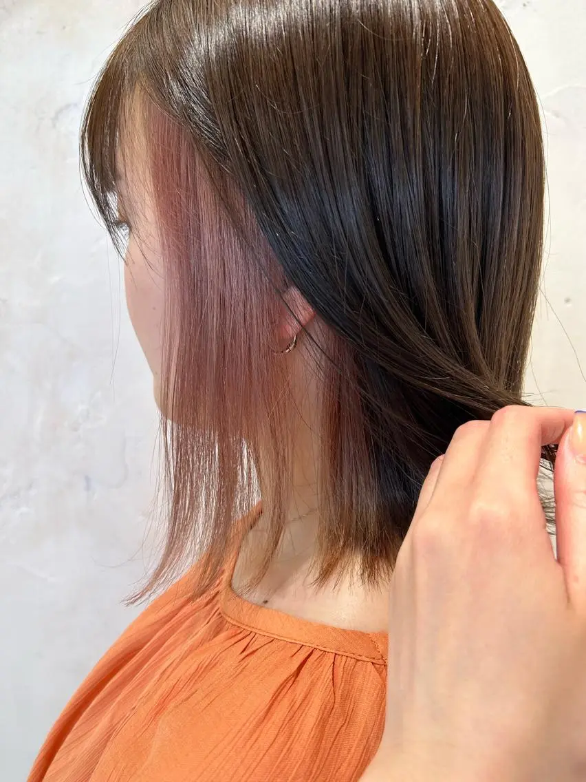 ミディアム カラー ベージュカラー インナーカラー ピンクカラー ピンクベージュ 【透明感カラー】 harunaのヘアスタイル