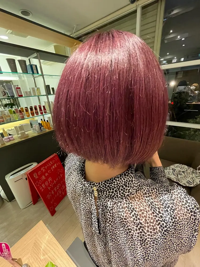 カラー ピンクカラー ピンクパープル メンズカット募集 草野のヘアスタイル