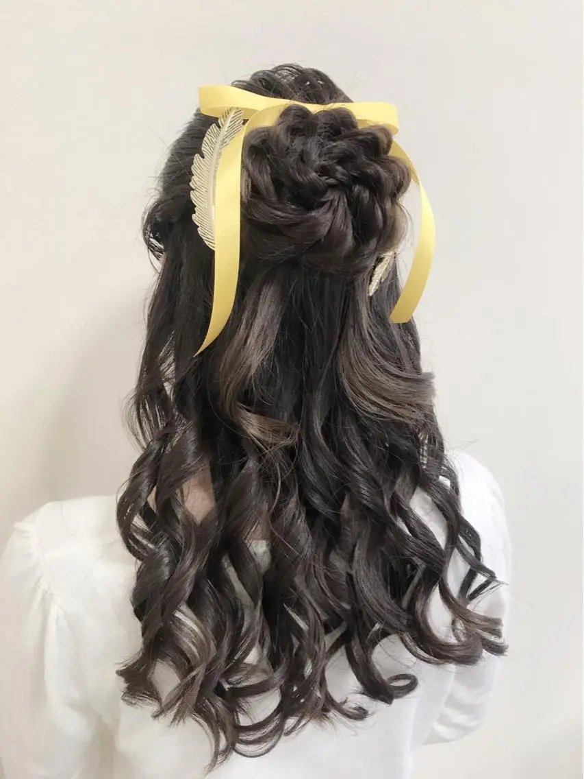 ロング ヘアアレンジ ハーフアップ ハロウィン ヘアセット 沢田 瞳のヘアスタイル