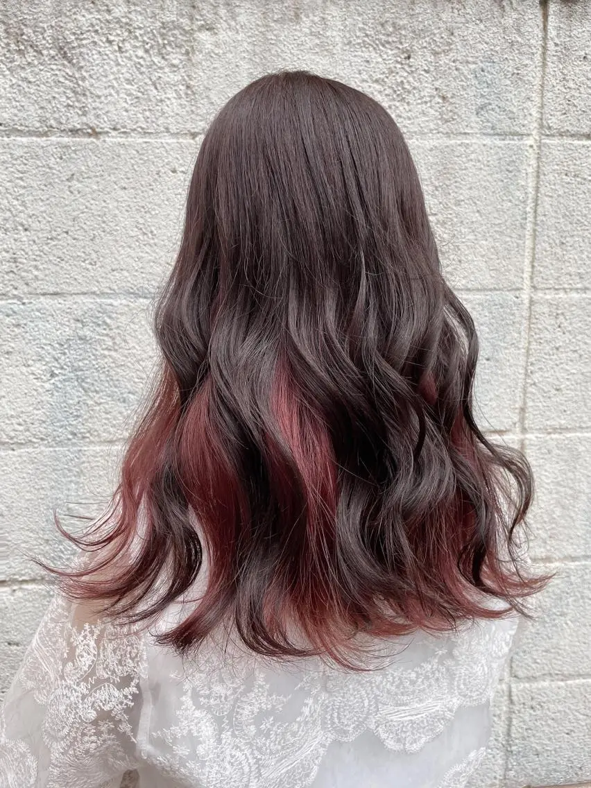 セミロング カラー ピンクカラー ヘアカラー トリートメント ヘアアレンジ にいた かづしげのヘアスタイル