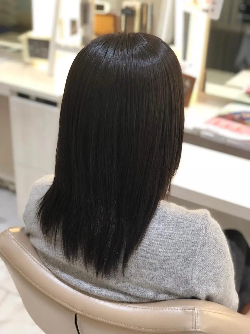 ミディアム パーマ 縮毛矯正 ストレートパーマ 安井　昴 💫ブリーチ縮毛矯正のヘアスタイル