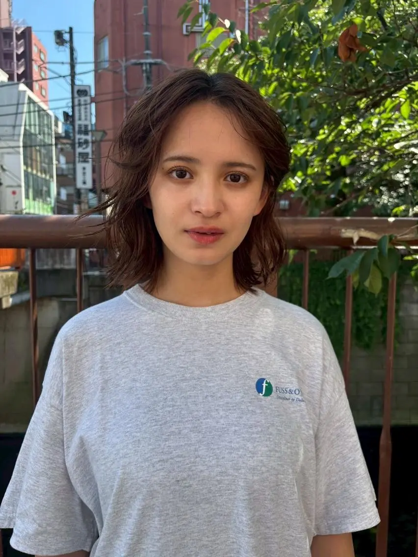 ミディアム カラー パーマ ショートボブ ミディアムパーマ アディクシーカラー ブリーチ ケアブリーチ ヘアカラー CEINE PATHのヘアスタイル