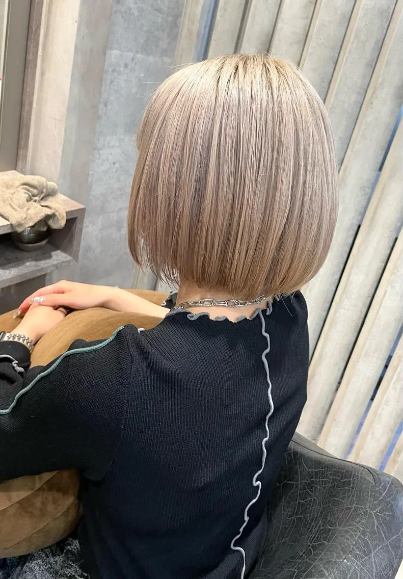 ショート カラー ブロンド ハイトーンカラー ボブ ショートヘア カット 縮毛矯正 トリートメント 骨格整形カット/ ショート✂️堀夢哉のヘアスタイル
