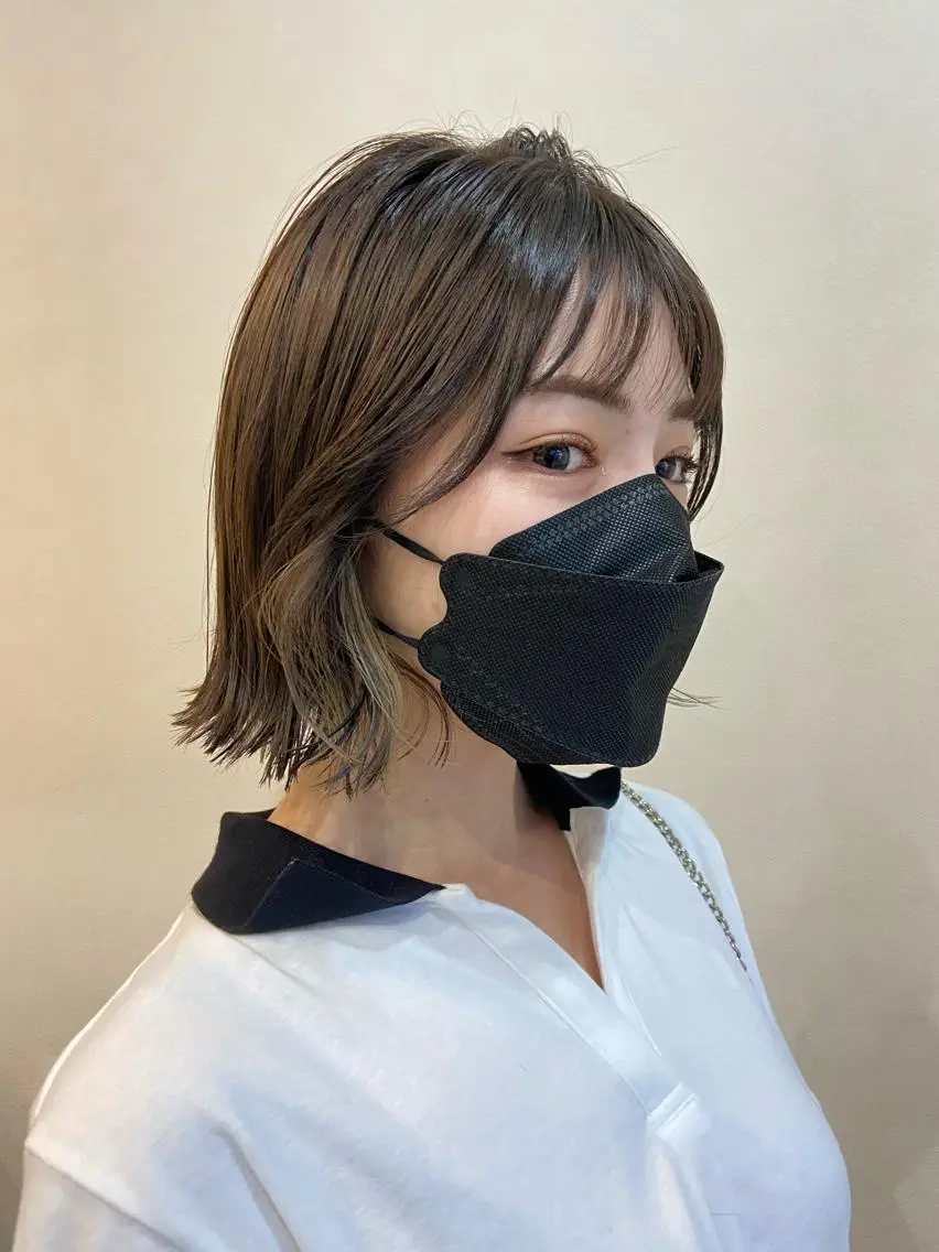 ミディアム ハイライト カット ヘアカラー トリートメント ボブ/透明感カラー 🧸YUI❤️のヘアスタイル