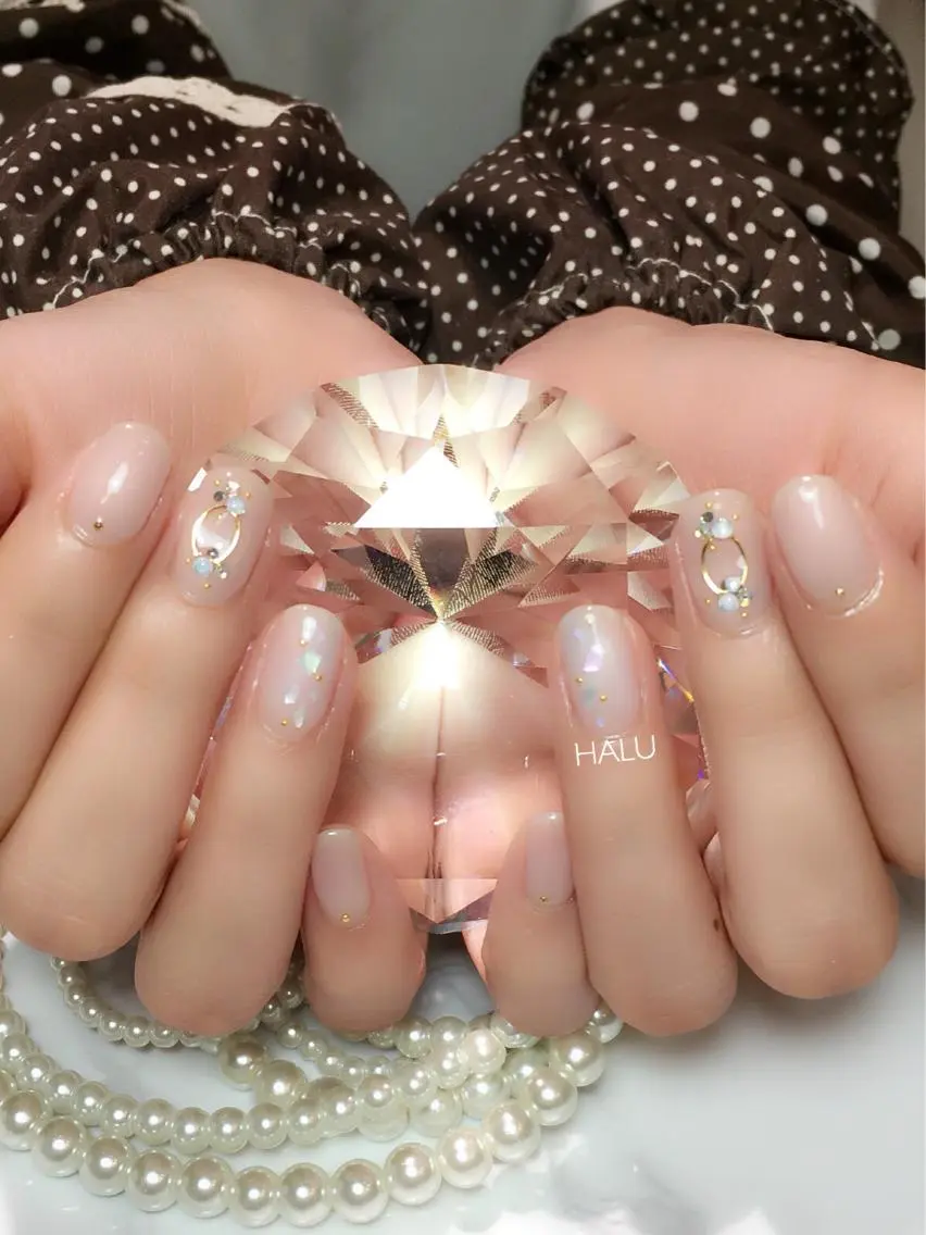 ネイル キラキラネイル ピンク ピンクベージュ HALU ハルのネイルデザイン
