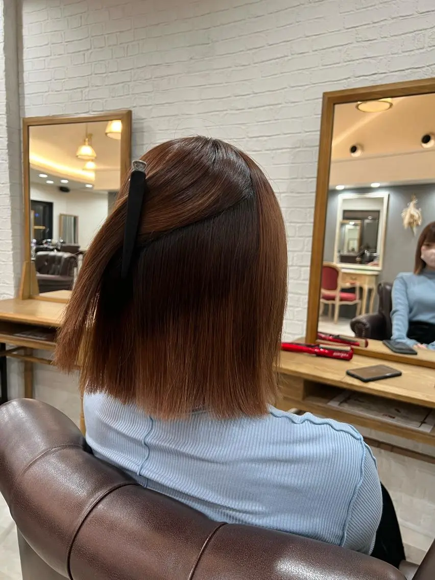 ミディアム カット 縮毛矯正 トリートメント 髪質改善ストレート Kantaのヘアスタイル