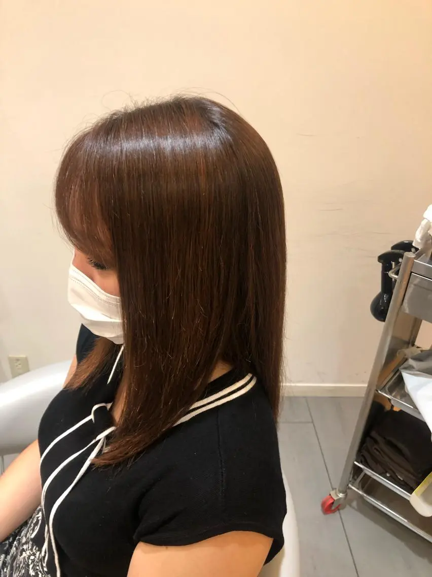 ロング 伸ばしかけ 縮毛矯正 酸性ストレート 阪上 沙織のヘアスタイル