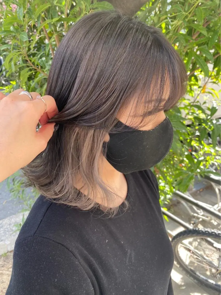ミディアム カラー ヘアアレンジ ブリーチ インナーカラー 髪質改善/ ツヤ髪カラー/高井のヘアスタイル