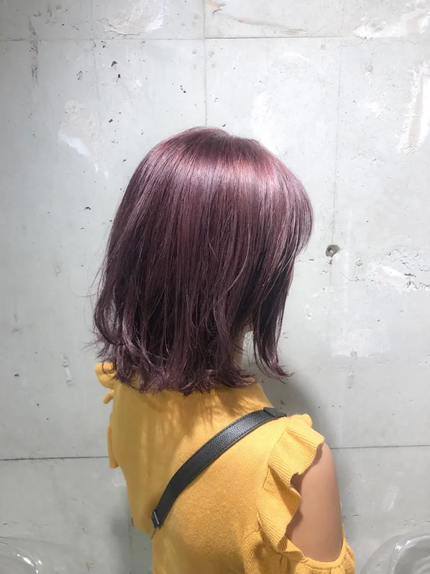 ミディアム カラー パーマ ヘアアレンジ メンズ キッズ ネイル マツエク・マツパ パープルカラー レッドカラー パープル 赤色 当日予約⭕️ Rene’のヘアスタイル