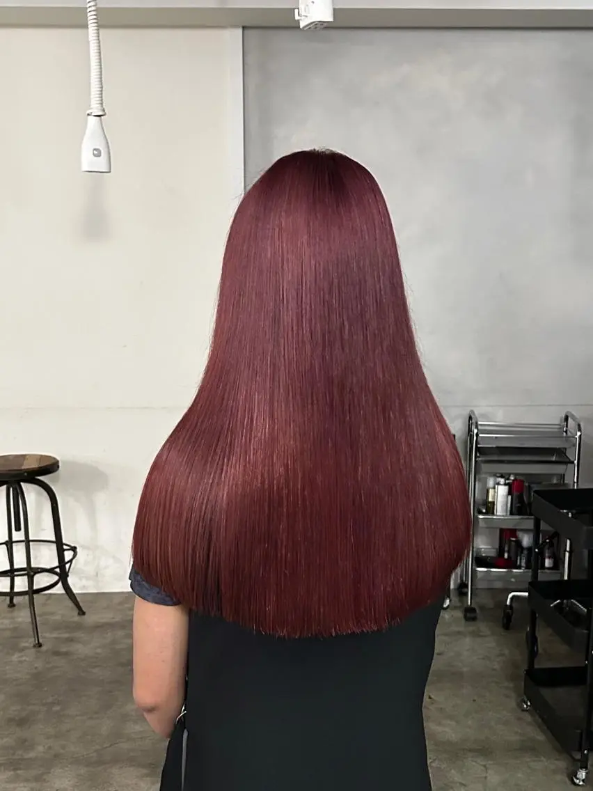 ロング カラー レッドカラー Hinata🛸 ハイトーン美容師のヘアスタイル