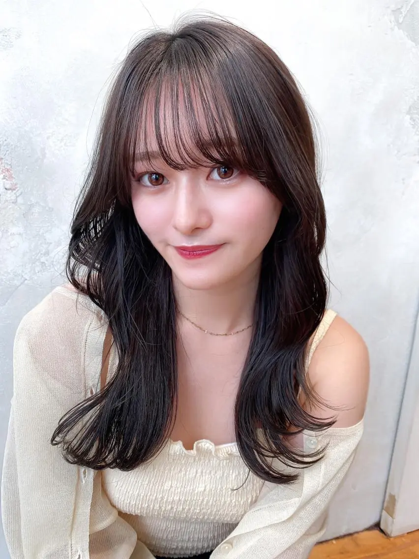 セミロング カラー ベージュカラー ブラウンカラー ブラウンベージュ くびれヘア 顔周りカット 顔周り/くびれヘア 韓国ヘア💕風間るなのヘアスタイル